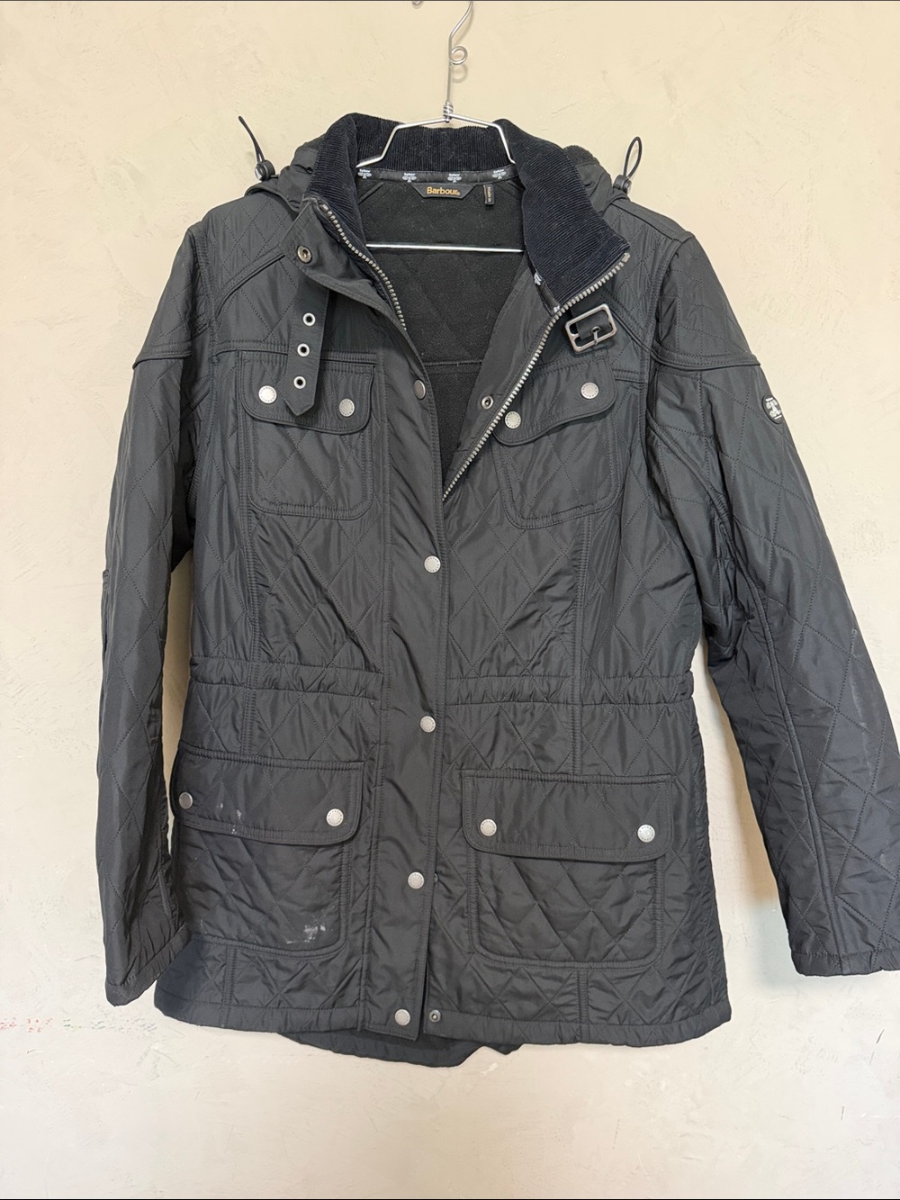 Women’s Barbour Black Quilted Hooded Field Jacket